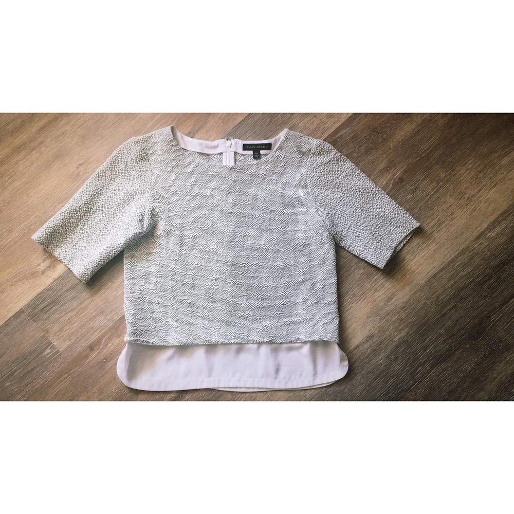 White & black tweed blouse
